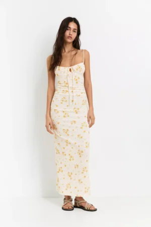 Floral crepe midi dress
